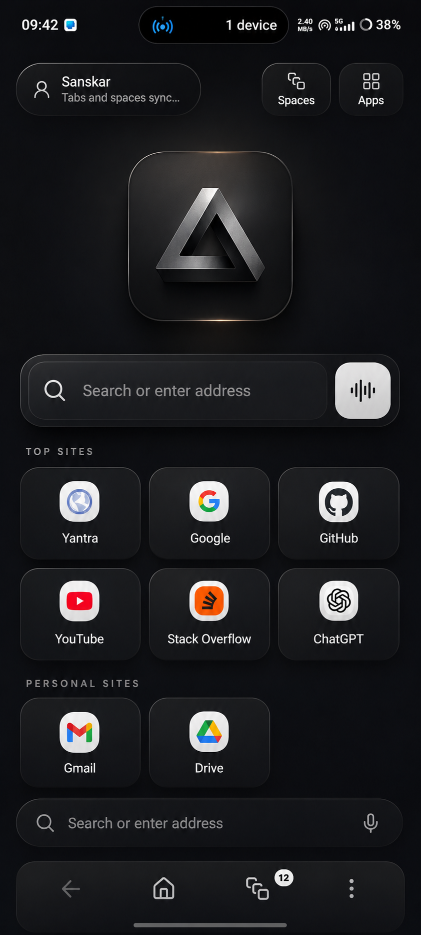 Yantra for Android carries browser tabs and Spaces across devices